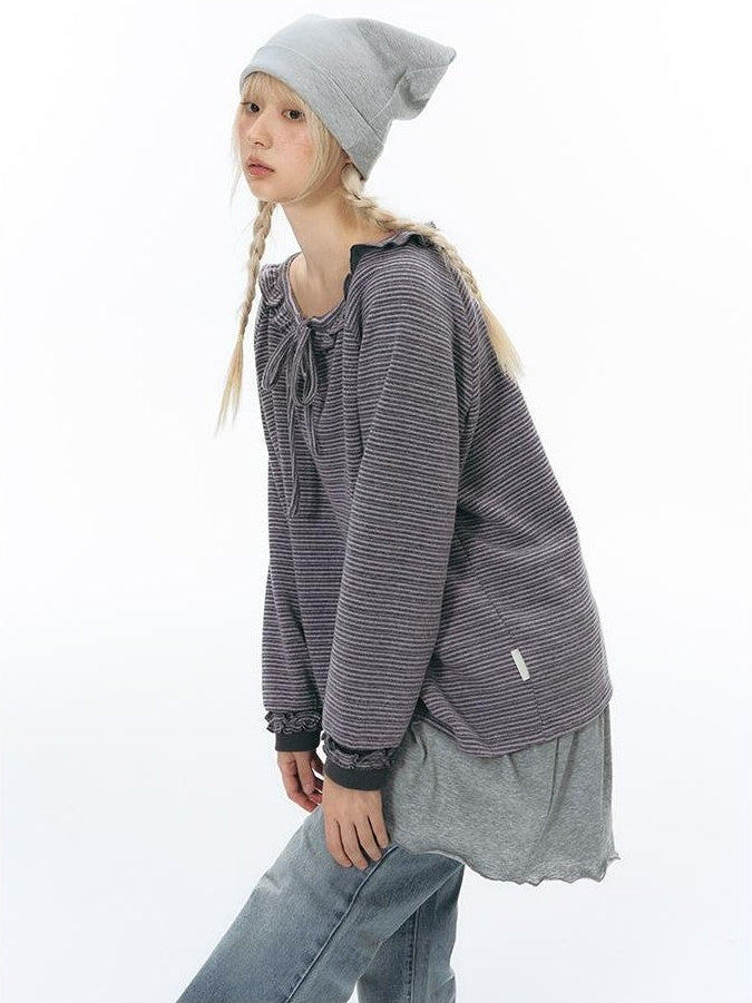 NAPSNAPS Striped Embroidered Ruffle Drawstring Women&