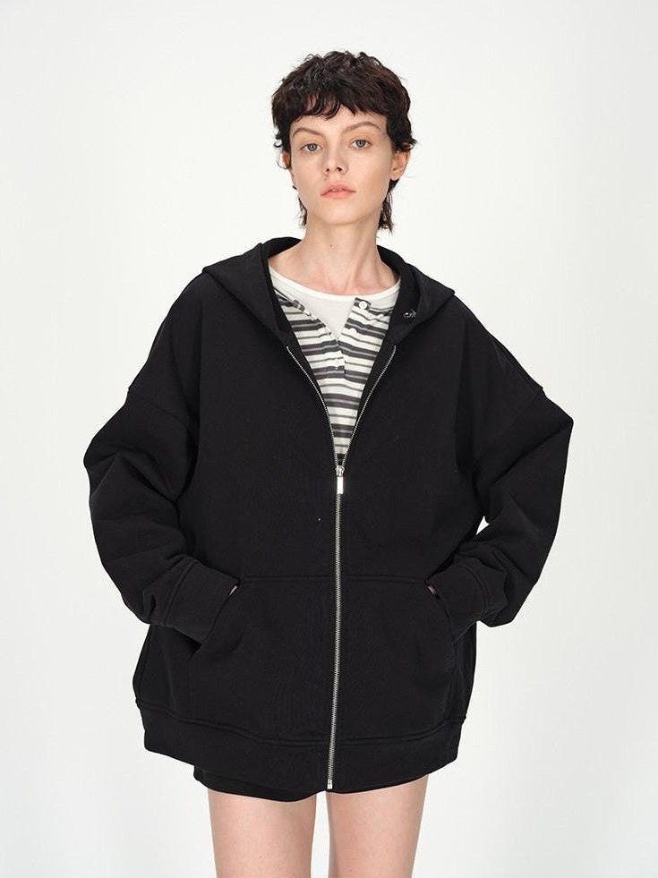 AFTADAWN Solid Oversized Hooded Pockets Women&