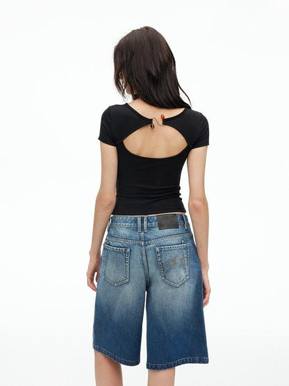 AFTADAWN Beaded Cutout Backless U Neck Women&