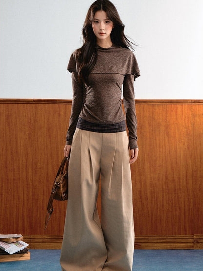 7Shiftin Plaid Colorblock Patchwork Waist Drapey Women&
