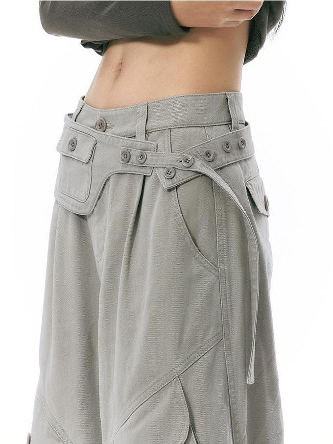 NAPSNAPS Floral Print Distressed Wide Leg Cotton Women&