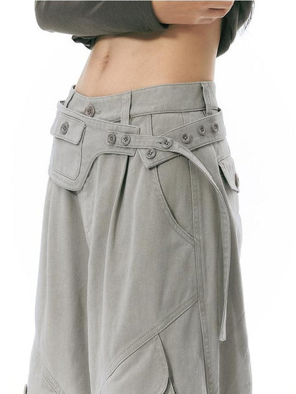 NAPSNAPS Floral Print Distressed Wide Leg Cotton Women&