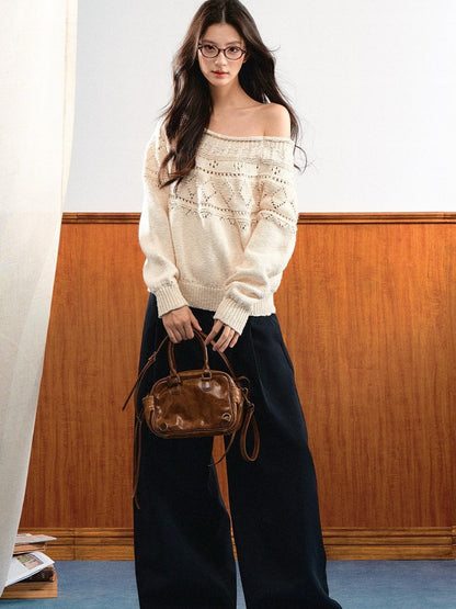 7Shiftin Relaxed Openwork Diamond Pattern Women&