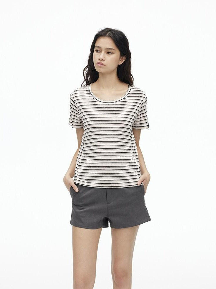 AFTADAWN Textured Striped Print Loose Fit Women&