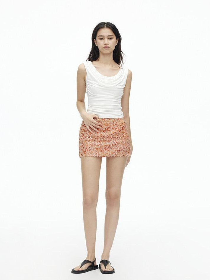 AFTADAWN Multicolor Sequined Mesh Low Rise Lined Women&