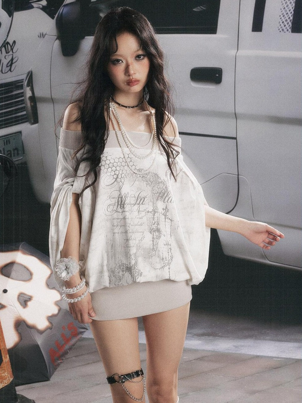ALL iN plan Asymmetric One Shoulder Batwing Women&