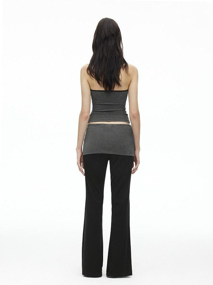 AFTADAWN Colorblock Backless Halter Tie Slim Women&