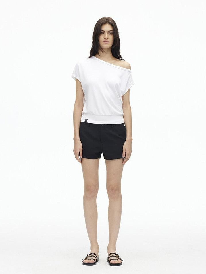 AFTADAWN Solid One Shoulder Asymmetric Slim Women&