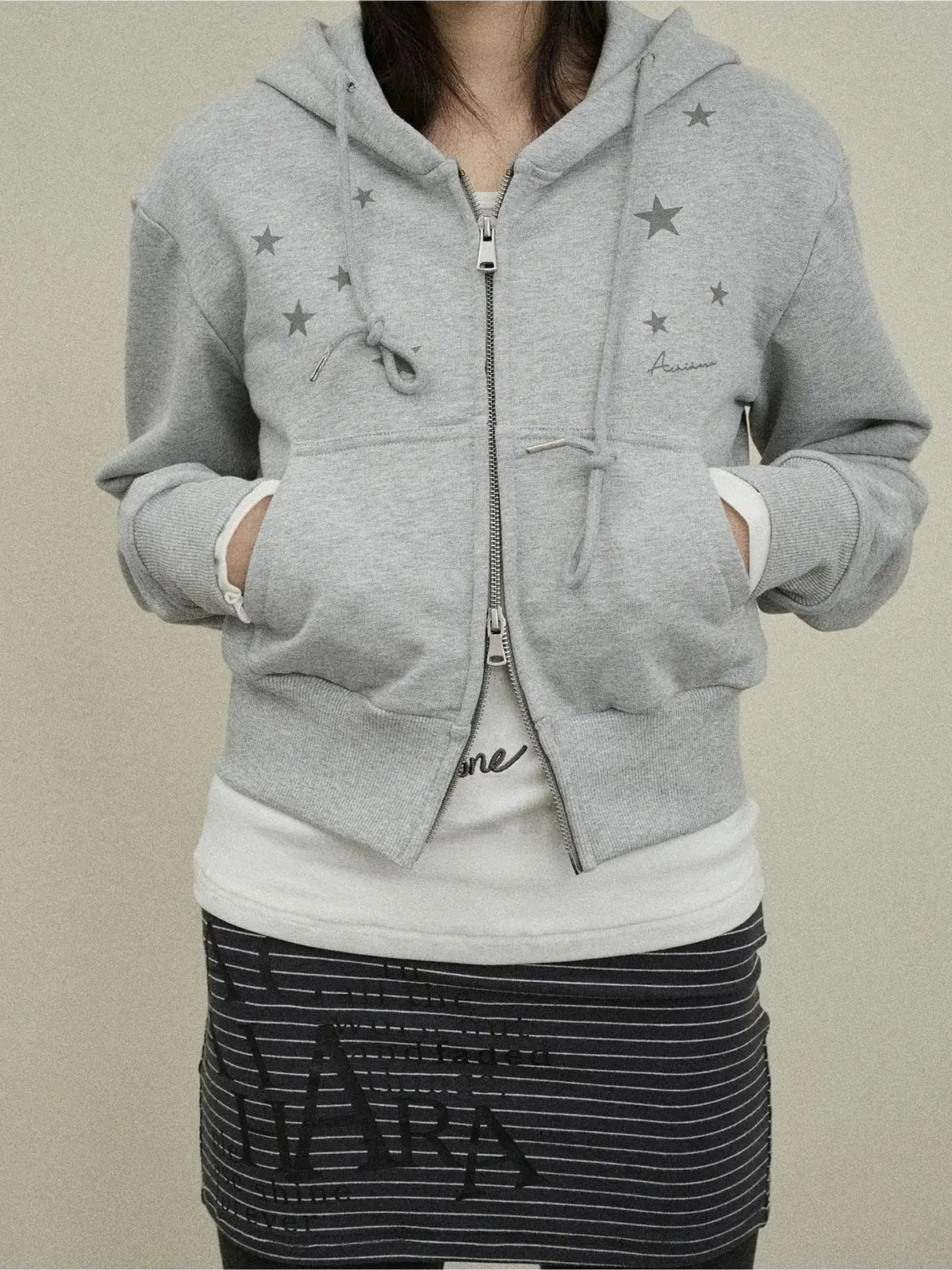 Achihara Stars Cropped Hoodie Women Short Top New Hoodies