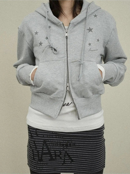 Achihara Stars Cropped Hoodie Women Short Top New Hoodies