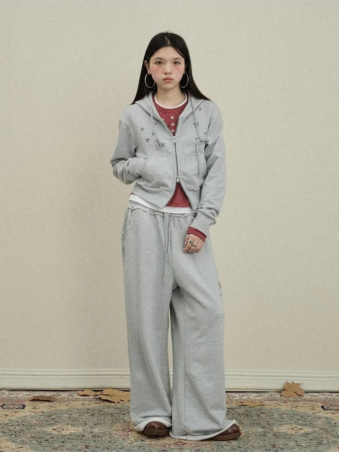 Achihara Stars Wide Leg Pants For Women Loose Fit Casual Trousers