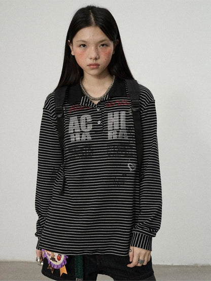 Achihara Matata 2.0 Stripe Polo Shirt Relaxed Fit Cotton Blend
