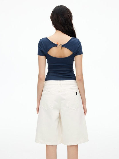 AFTADAWN Beaded Cutout Backless U Neck Women&