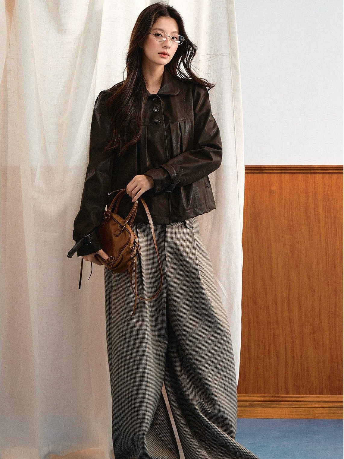 7Shiftin Vintage British Plaid Relaxed Women&