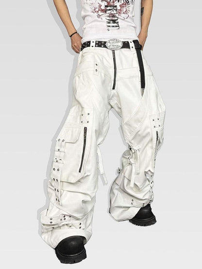 ATAnothingness Silver Moon White Studded Double Waist Waxed Women&