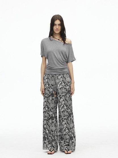 AFTADAWN Striped Beaded Halter Asymmetric Women&