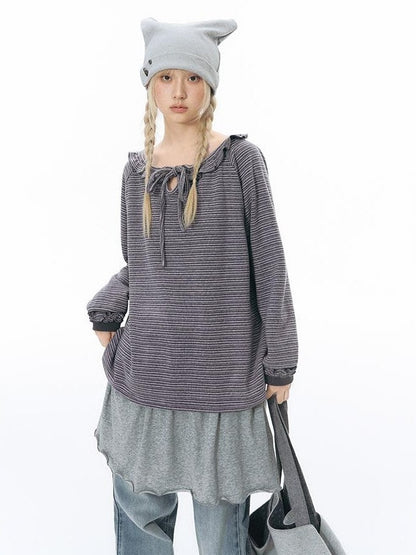 NAPSNAPS Striped Embroidered Ruffle Drawstring Women&