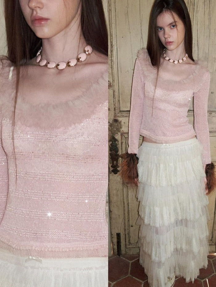 1JINN STUDIO French Lace Multi Layer Tulle Spliced Women&