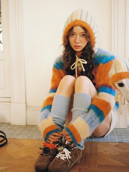 sancco house Fluffy Cloudlike Striped Knit Women&