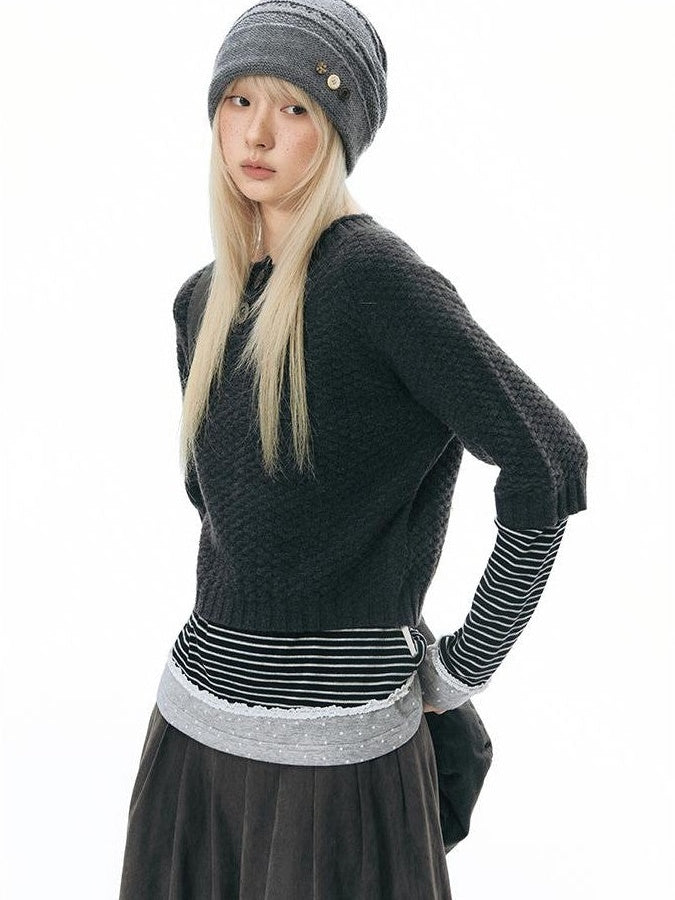 NAPSNAPS Textured Button Trim Waist Cinched Half Placket Women&