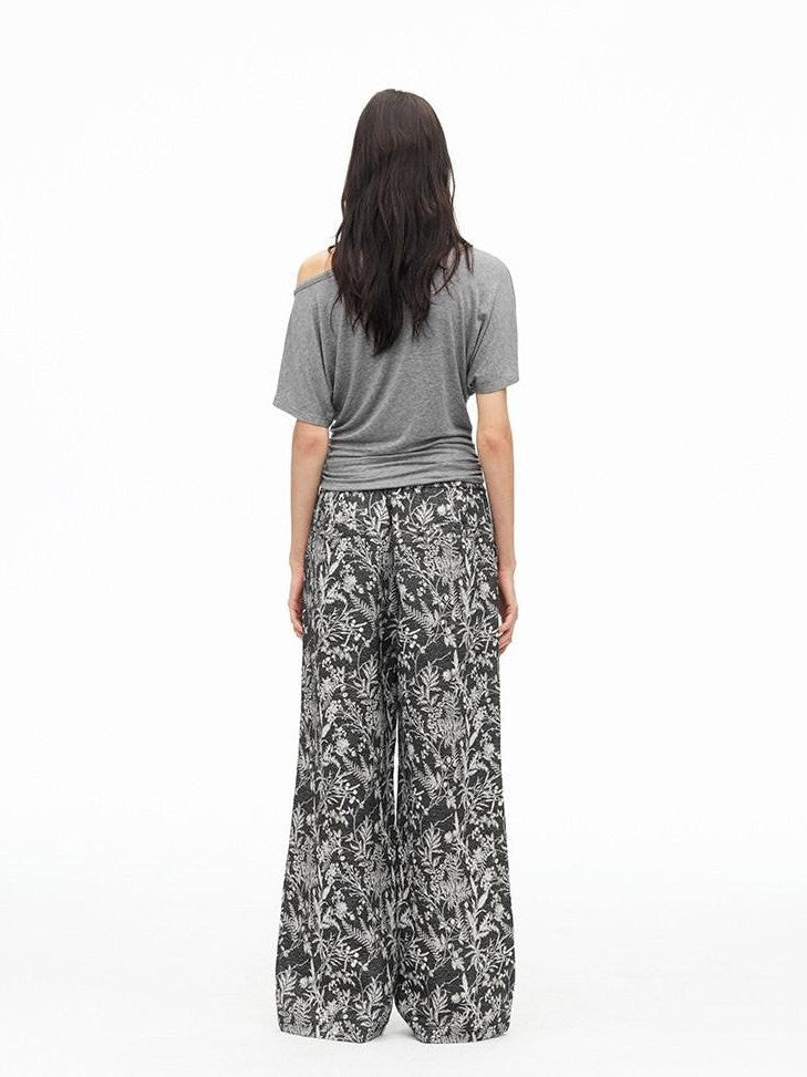 AFTADAWN Botanical Print Beaded Drawstring Women&