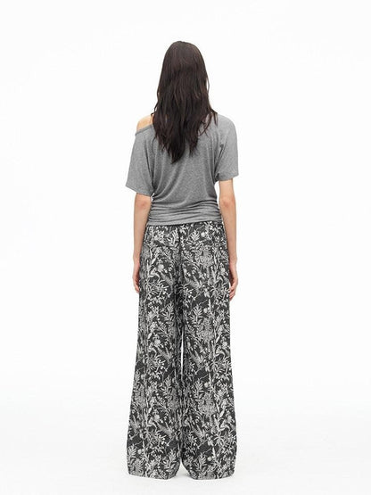 AFTADAWN Botanical Print Beaded Drawstring Women&