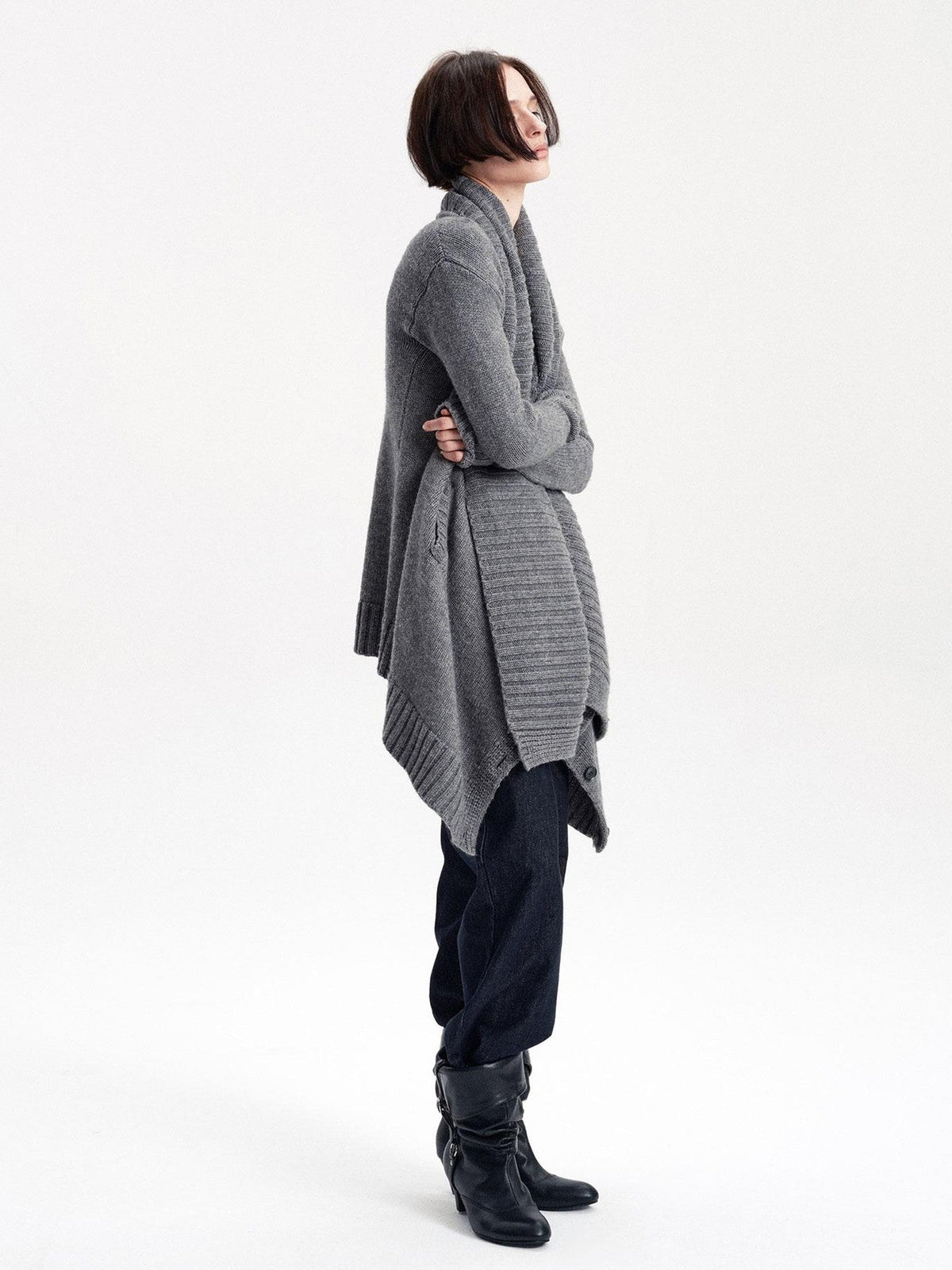 LYUOCHENG Asymmetric Irregular British Vintage Reversible Women&