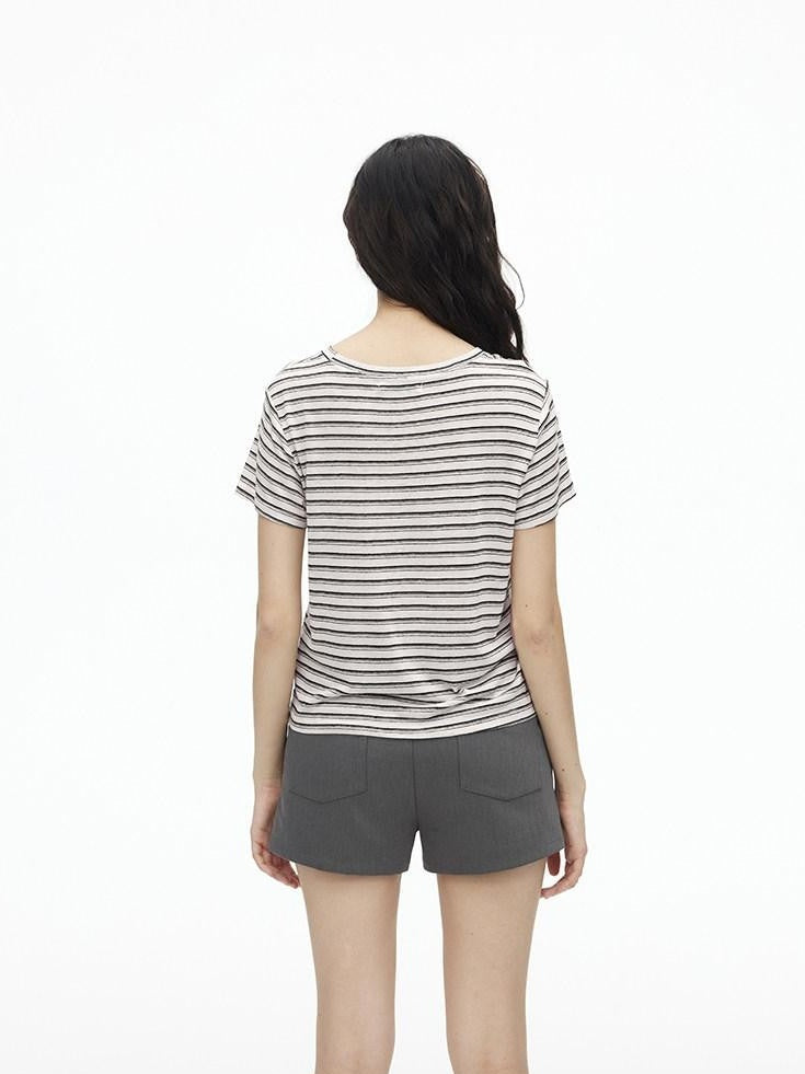 AFTADAWN Textured Striped Print Loose Fit Women&