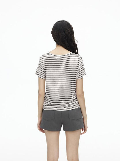 AFTADAWN Textured Striped Print Loose Fit Women&