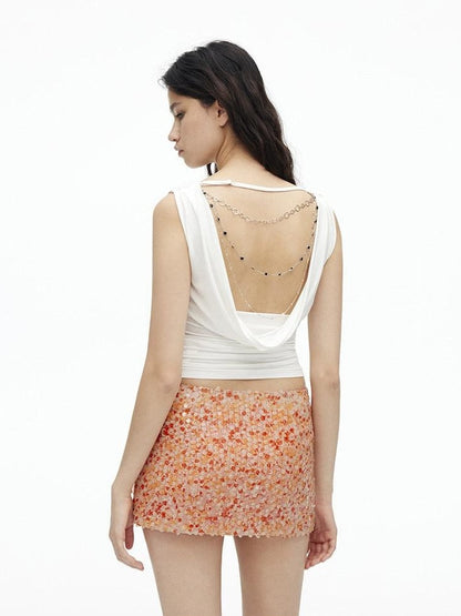 AFTADAWN Multicolor Sequined Mesh Low Rise Lined Women&