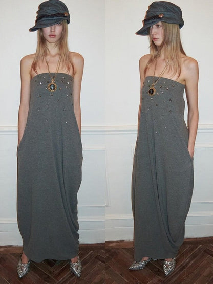 1JINN STUDIO Vintage 3d Studded Ruched Draped Women&