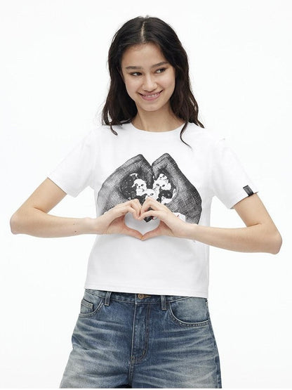 AFTADAWN Creative Printed Crew Neck Slightly Loose Women&