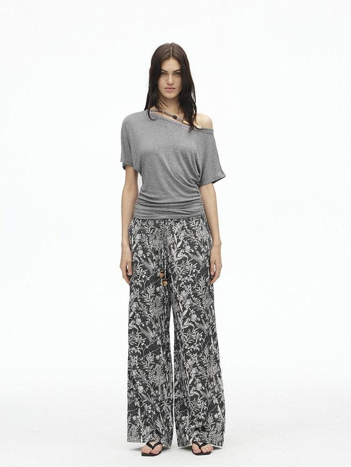 AFTADAWN Striped Beaded Halter Asymmetric Women&