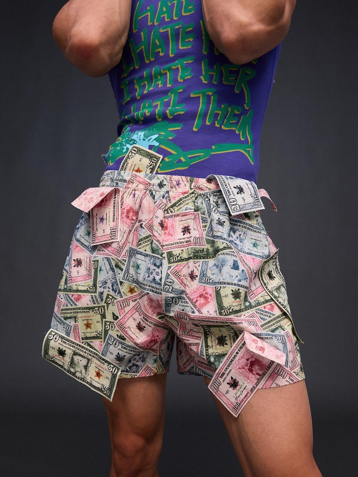CFIERCE Multicolor Money Print Straight Leg Women&