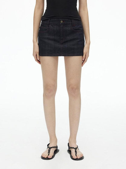 AFTADAWN Deep Indigo Red Contrast Topstitch Women&