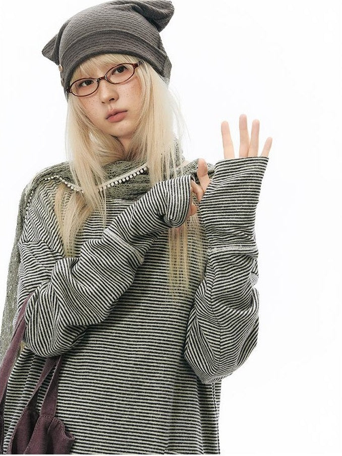 NAPSNAPS Split Cuff Drop Shoulder Knit Women&