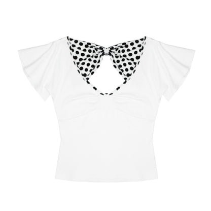 nit_alcove_Bow_Detail_Slim_V-neck_Cotton_Polka_Dot_Commuter_Women_Basic_Crop_Tops_MISSTT