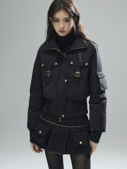 Low pixel 90 Percent White Duck Down Warm Casual Cinched Waist Women Everyday Down Jackets