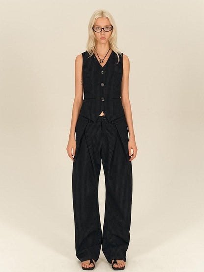 AFTADAWN Vintage Vertical Stripe Structured Panel Women&