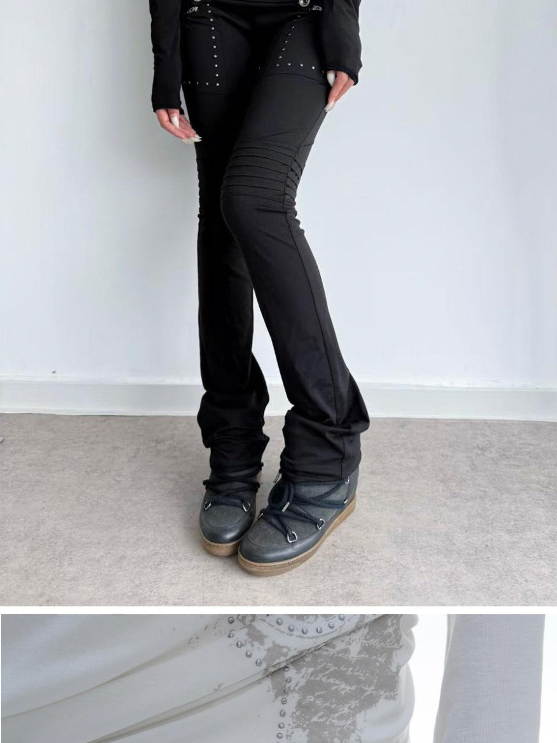 DoublePunch Beaded Vintage Moto High Stretch Viscose Women&