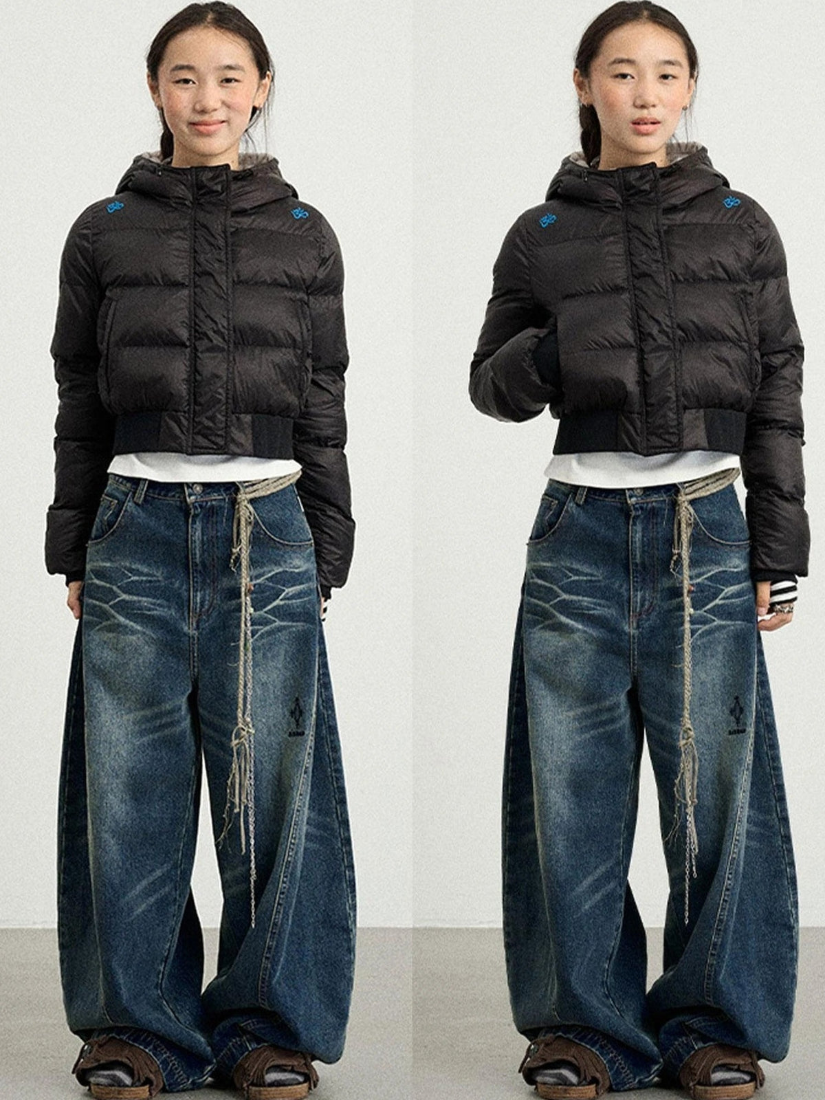 Achihara Om Embroidered Short Puffer Jacket