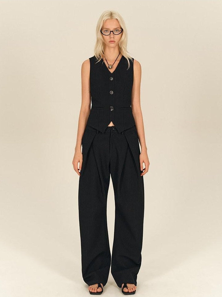 AFTADAWN Vintage Vertical Stripe Structured Panel Women&
