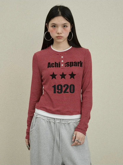 Achihara Striped Long Sleeve Layering Tee