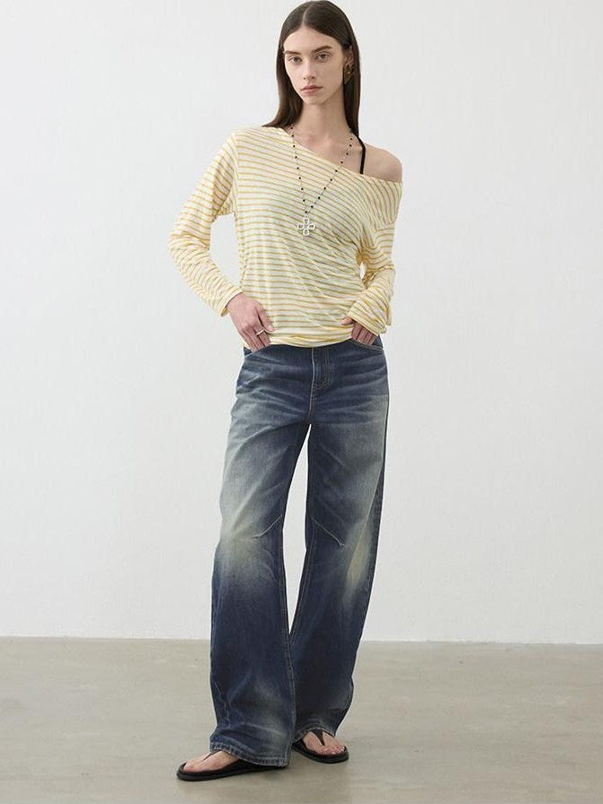 AFTADAWN Contrast Striped Spliced Sheer Women&