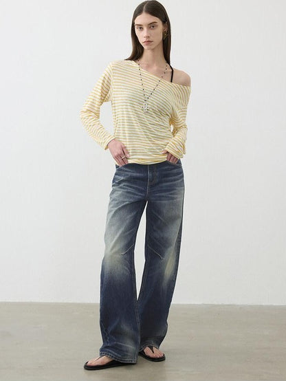 AFTADAWN Contrast Striped Spliced Sheer Women&