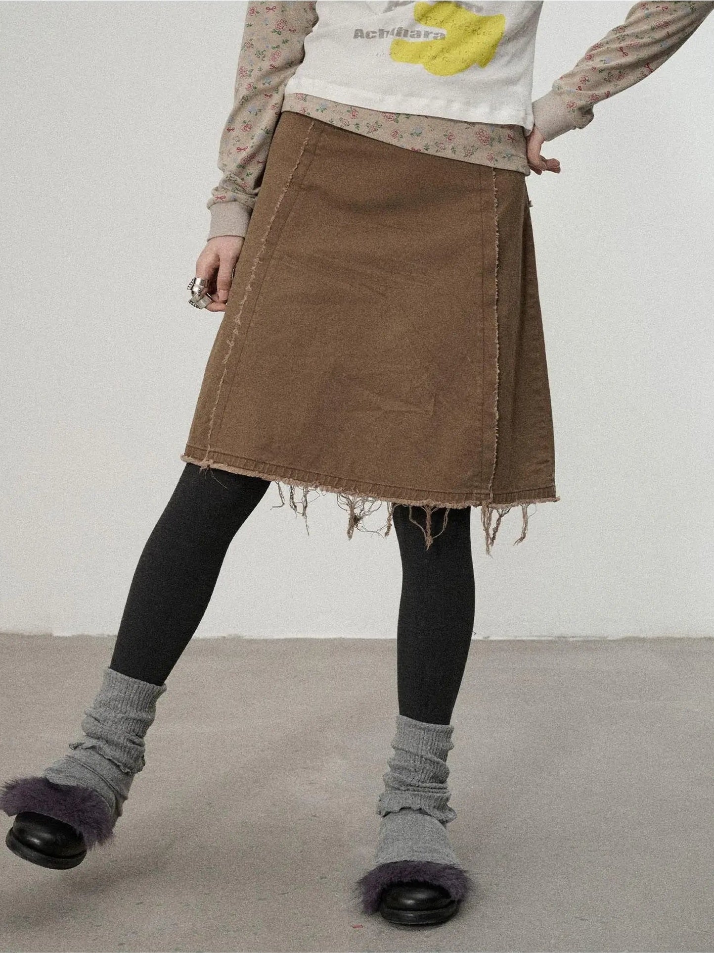 Achihara Vintage Fade Cotton Slip Skirt