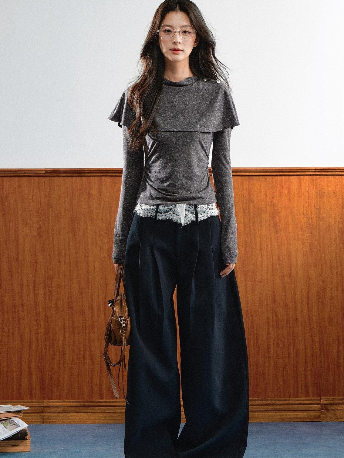 7Shiftin Spliced Lace Natural Waist Casual Women&