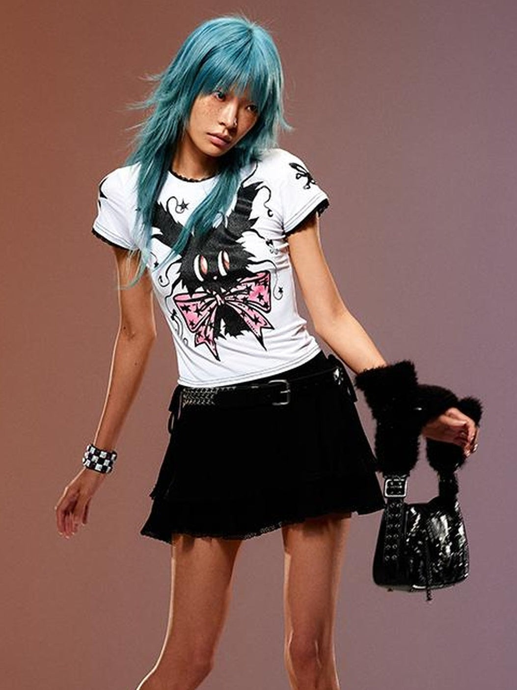 CFIERCE Magic Rabbit Glitter Print T-Shirt
