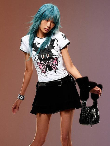 CFIERCE Magic Rabbit Glitter Print T-Shirt