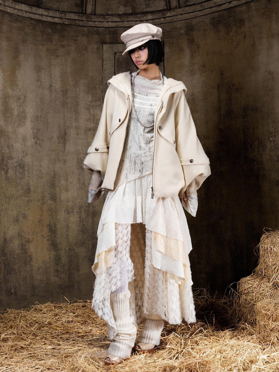 ARIADNAw Hooded Oversized Punk Gothic Regal Zipper Long Sleeve Women&